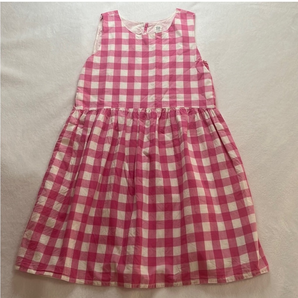 GAP tank dress, pink, and white plaid kids XL Worn Once